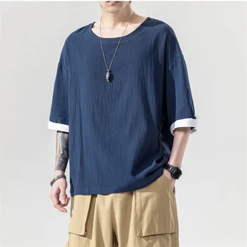 

T-shirt men's fake two-piece loose version short-sleeved t-shirt men's round neck bottoming shirt summer men's casual T-shirt