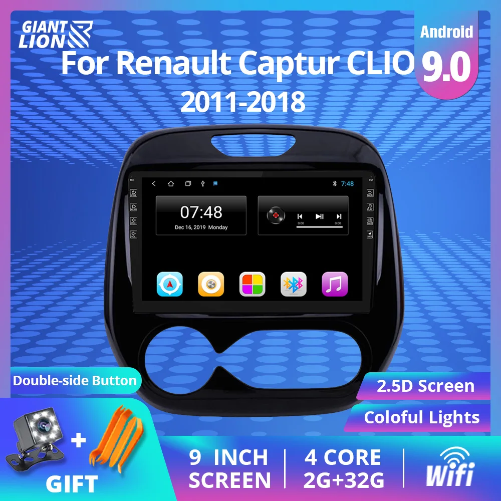 2DIN Android 9.0 Car Head Unit Radio Audio GPS Multimedia Player For Renault Captur CLIO Samsung QM3 Manual A/C 2011-2018 | Автомобили и
