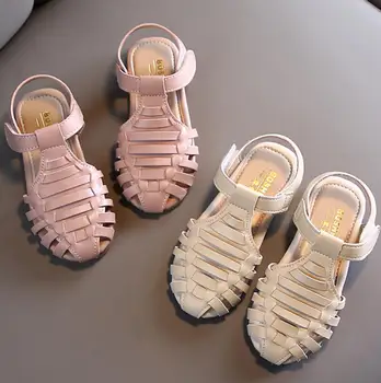 

Hot Fashion Leather Weave Sandals Summer Childrens Small Kids Soft Bottom Sandals Girls Beach Sandal