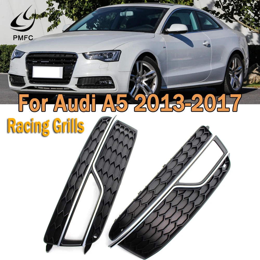 For Audi A5 B8 8T S5 RS Mesh Honeycomb Badged Sport Front Tuning Grill Glossy