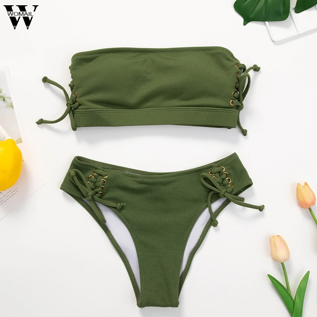

2020 Bikinis set Women Swimsuit Two Pieces Triangle Bikini Bandeau Summer Beach Swim Bathing Suit Sexy High Waisted Bikinis
