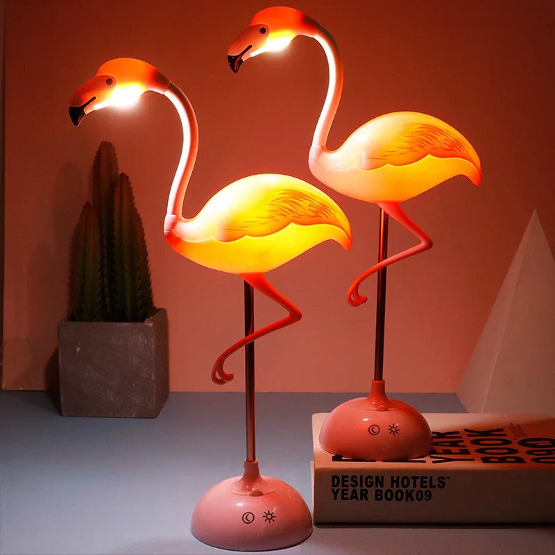 LED Flamingo Night Light Touch Reading Table Lamp for Children USB Charging Living Room Bedroom Decorative