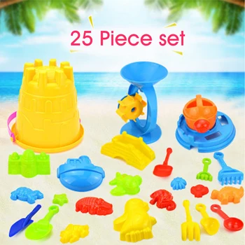 

25pcs Beach Toy Set Cartoon Early Education Funny Summer Gift Plsatic Outdoor Activity Children Kids Sand Bucket Portable