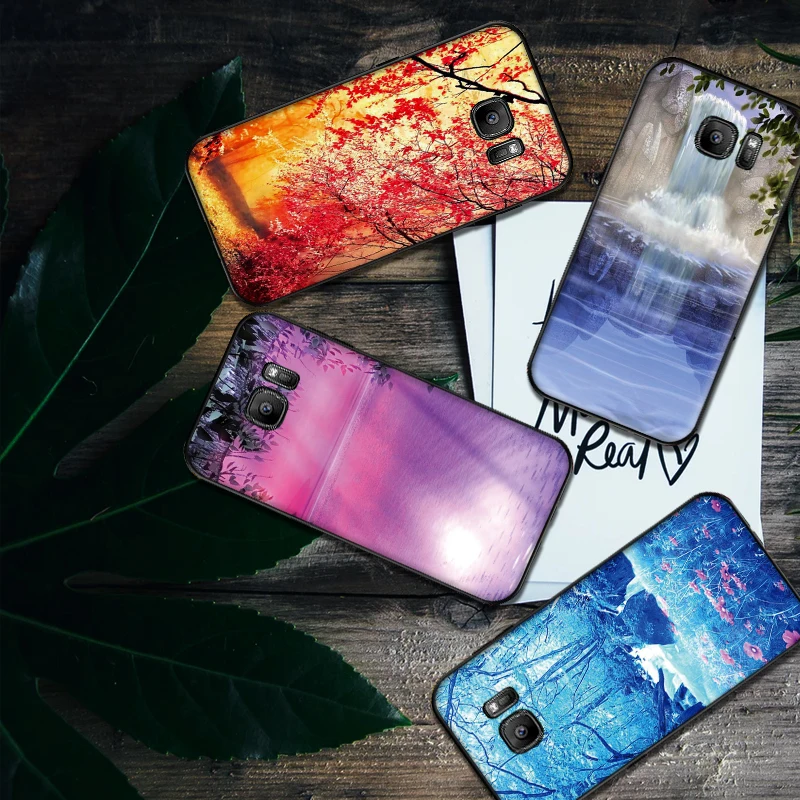 

Landscape painting Soft Silicone Phone Case For Samsung S6 S7 Edge S8 S9 S10 PLUS NOTE 8 9 M10 20 30 Back Cover