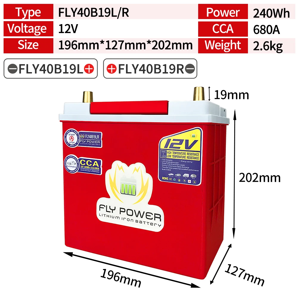 12V LiFePO4 Car Start Battery 20Ah-80Ah 240-960Wh CCA 680A-2300A With BMS  12V Lithium Batteries For Car RV Golf Cart Boat Solar car jumper