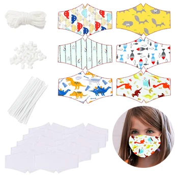 

IBOWS Cartoon Printed Fabric Diy Bag Set Animals Car Printed Fabric Props Handmade Crafts Sewing Tool DIY Bag Masks For Children