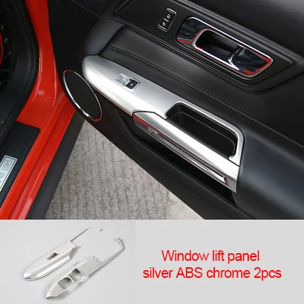 

For Ford Mustang 2015-2020 RED ABS chrome carbon fiber window lift panel silver 2pcs