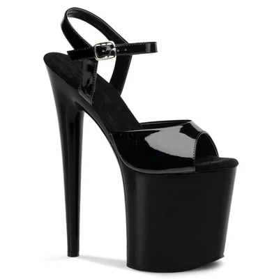 Black 20cm Heel Обувь; женские босоножки на платформе; женские летние туфли для стриптиза на высоком каблуке 20 см; цвет красный, черный; красивые туфли с открытым носком и ремешком с пряжкой - Цвет: Black 20cm Heel