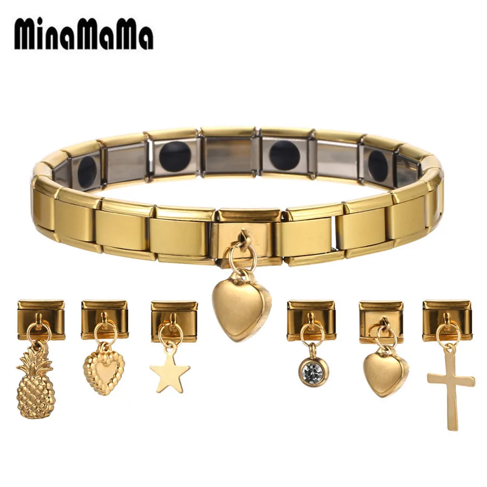 Новая мода нержавеющая сталь германий магнитный браслет для женщин мужчин замок сердце крест Chrams здоровья стрейч энергии браслет