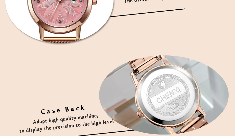 CHENXI модные женские часы розовые женские часы из нержавеющей стали Кварцевые наручные часы девушка часы Relojes Mujer