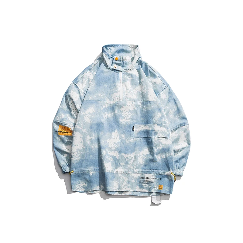 

2019 Men's New Casual Loose Hit Color Tie Dyed Long-sleeved High Collar Temperament Tide Multicolor Hoodies Harajuku