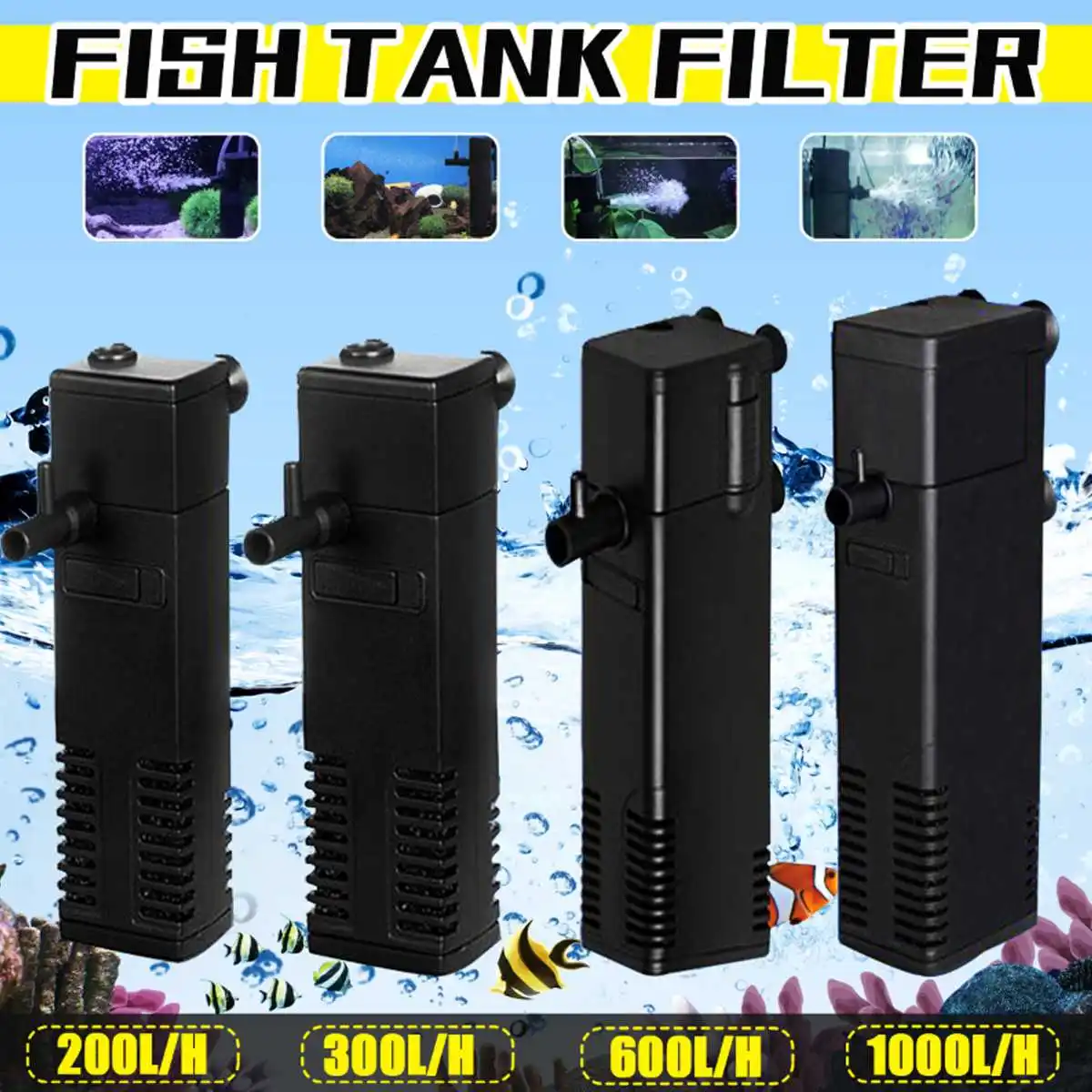 3/4/8/22W 250L Fish Tank Aquarium Internal Filter Pump 220V 240V