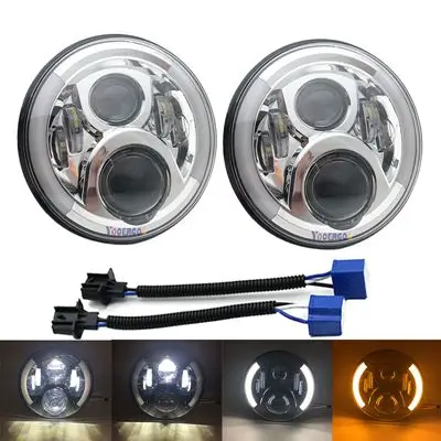 50W HALO CHROME 1 пара ходовых огней 60 Вт Автомобильные светодиодные H4 7 дюймов автомобильные аксессуары 35 Вт ангельские глазки H4 светодиодные фары для Лада Нива 4X4 УАЗ Охотник - Цвет: 50W HALO CHROME