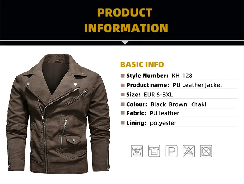 Mens Bomber Leather Jacket Masculine Jacket Slim Lapel Windbreaker Outwear Coat Motorcycle Leather Jacket Mens Bike Coat EU Size dark brown leather jacket