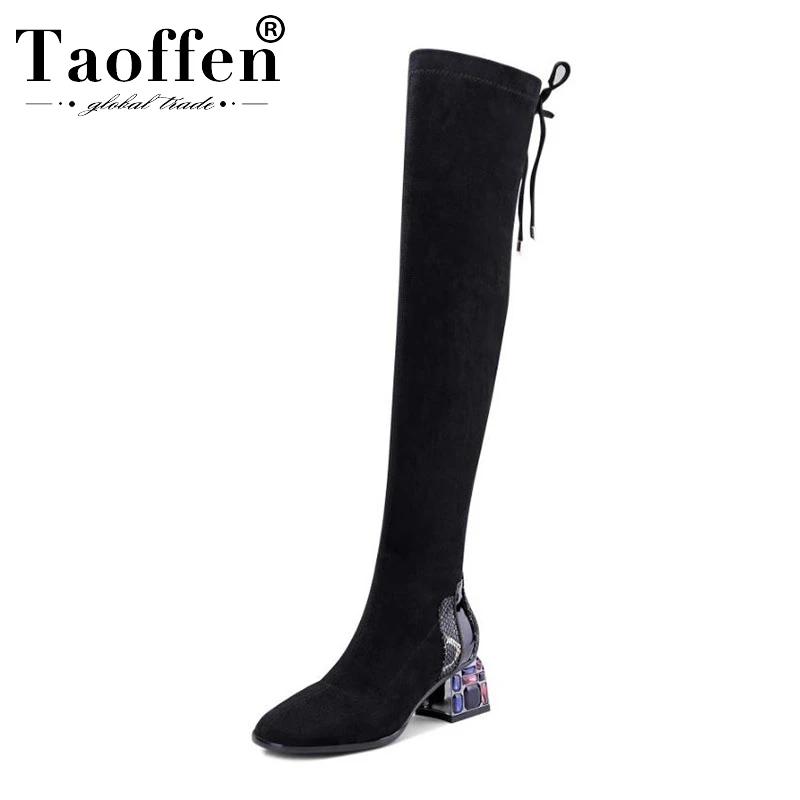 Taoffen/Новое поступление; женские растягивающиеся сапоги; зимние сапоги из натуральной кожи для офиса; Повседневные Вечерние брендовые туфли; женская обувь; Размеры 33-43