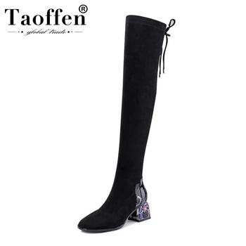 

Taoffen New Arrival Women Stretch Boots Real Leather Office Work Winter Boots Daily Party Brand Shoes Women Footwear Size 33-43