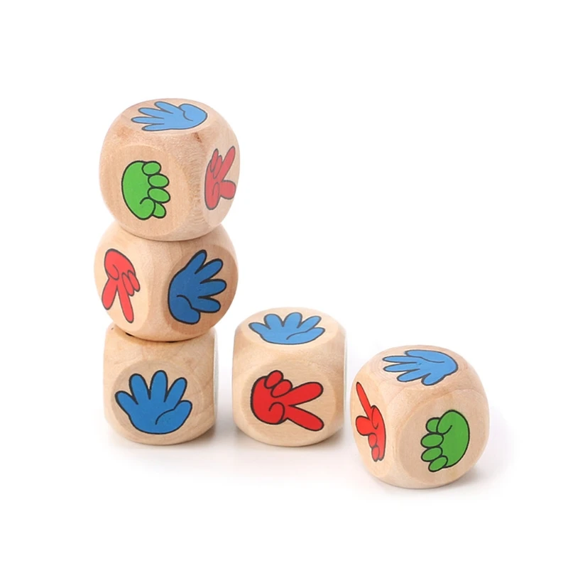 5pcs Drinking Game Dice Rock Paper Scissors Finger-Guessing 20mm Wood Dice Bar Toys