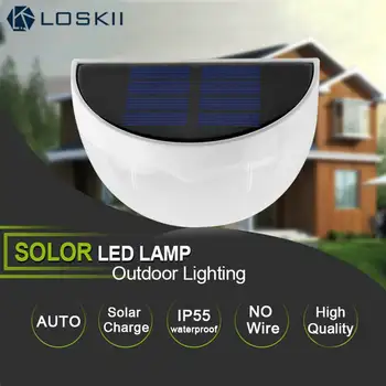 

Loskii Outdoor LED Solar Power Lamps Waterproof Energy Saving Garden Wall Light Home Security Lighting for Street Yard Landscape