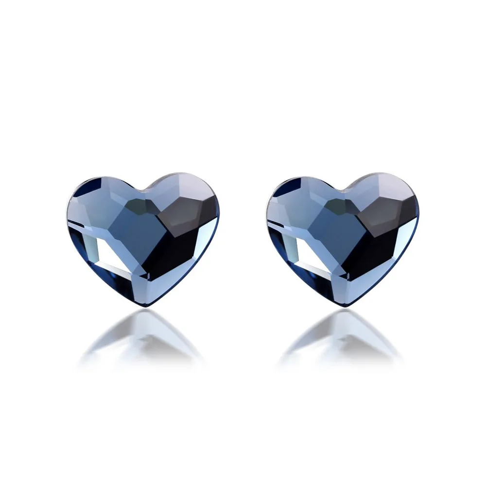 Женские серьги с кристаллами swarovski Ms Betti милые серебряные мини сережки сердечками