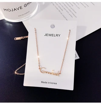 

DN1307 Good luck English alphabet Necklace short temperament clavicle chain personality good luck implies falling tide