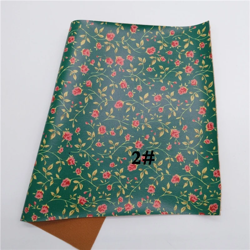 2 Glitterwishcome 21X29 см A4 размер цветы напечатаны искусственная кожа ткань, напечатаны Синтетическая кожа листы для бантов, GM468A - Цвет: 2