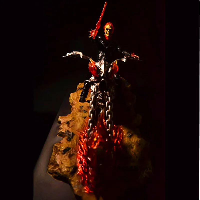Супергерой Ghost Rider мотоцикл чрезвычайно сплав подвижный может светить Статуя Фигурка Коллекционная модель игрушки X4014