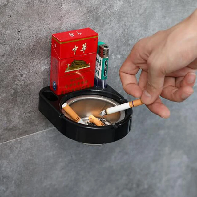 Wall Punch-free Waterproof Ash Tray Cigarette Holder Rack Creative Bathroom  Ashtray Household Stainless Steel Suction - AliExpress