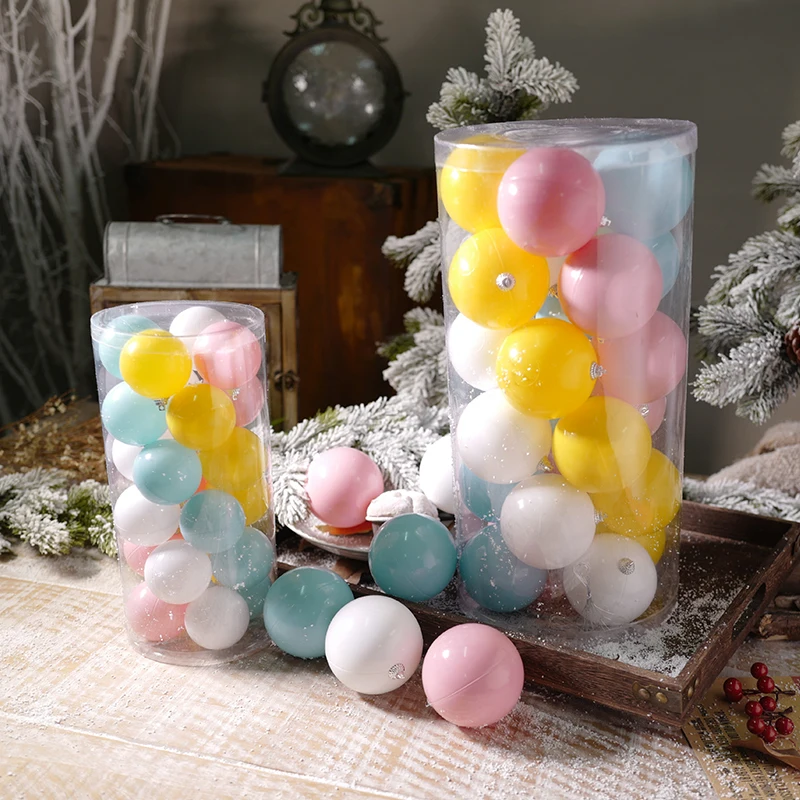 

Christmas New Macaron Christmas Balls Mixed Color Plastic Christmas Ornaments