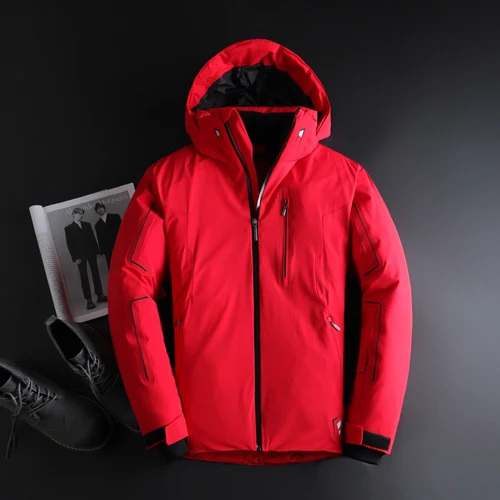 Новинка, мужская зимняя куртка с капюшоном на утином пуху, мужская повседневная модная куртка, брендовая новая мужская одежда, высокое качество - Цвет: Красный