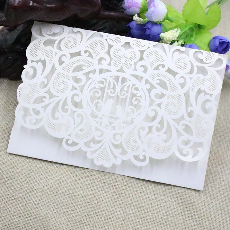 10PCS/set DIY Pops Cards Romantic Wedding Invitations Vertical Laser Cut Heart Invitations Cards Kits Birthday Wedding Tools H1