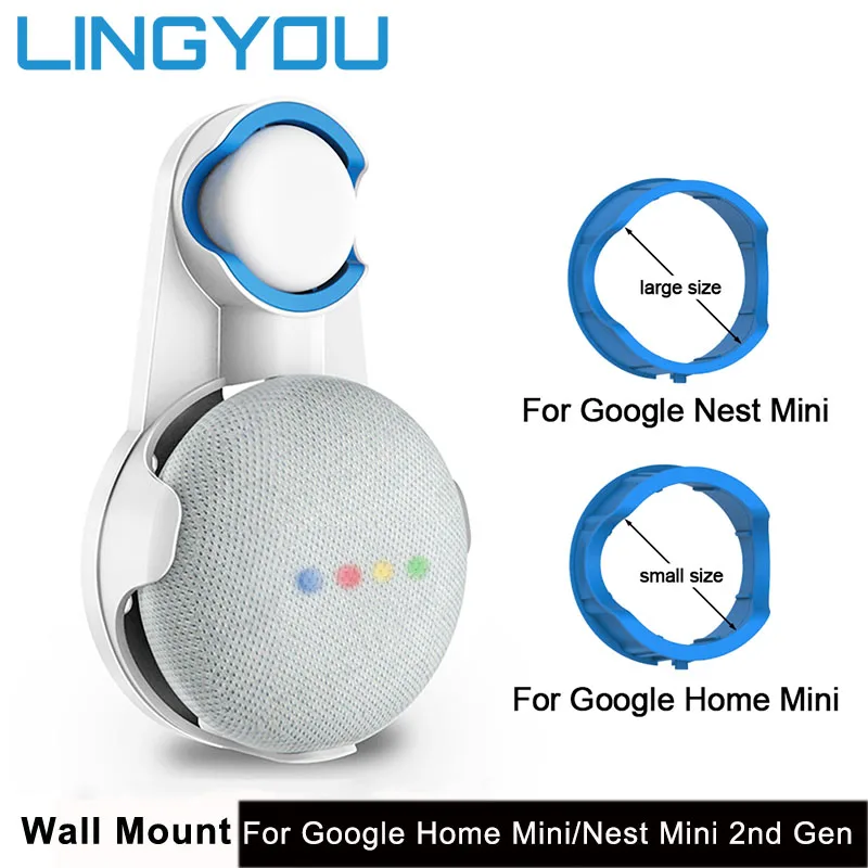 

LINGYOU Outlet Wall Mount Holder Cord Bracket For Google Home Nest Mini Voice Assistant Plug In Kitchen Bedroom Audio Stand