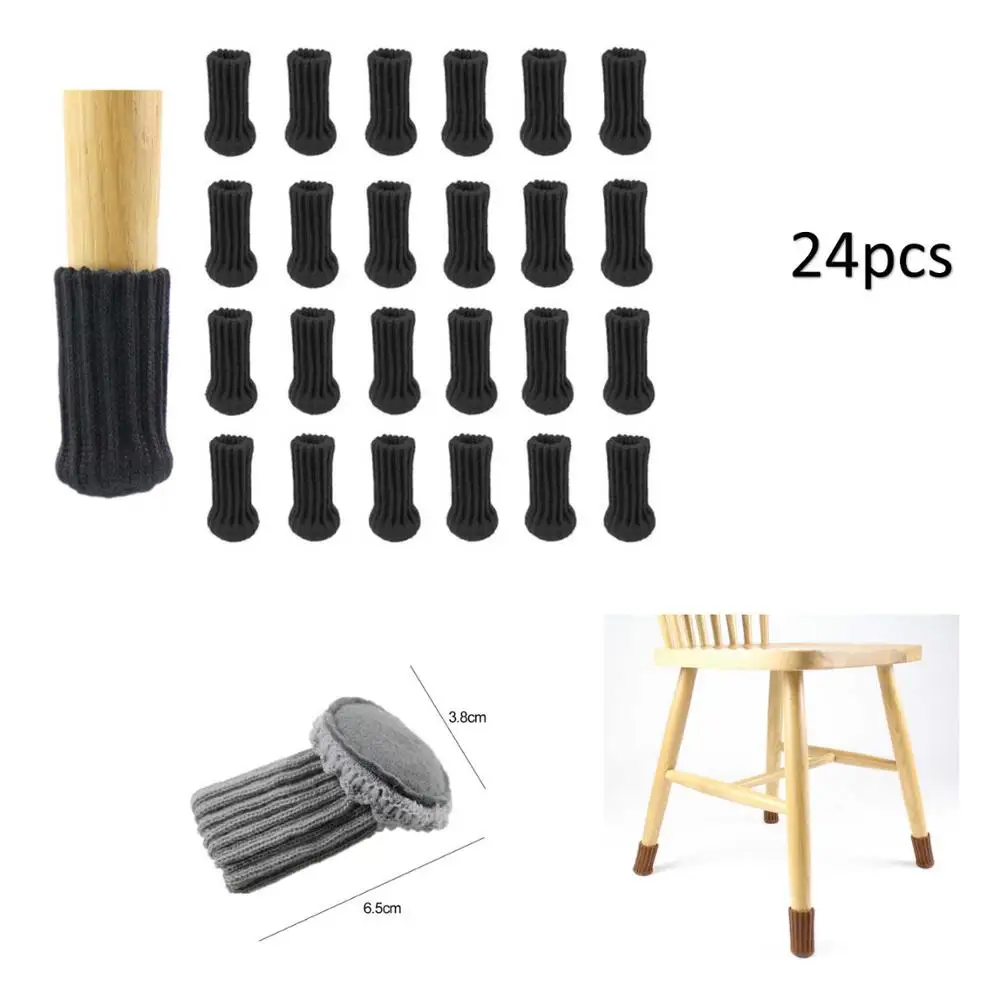 

24pcs Elastic Knitted Chair Leg Non-slip Table Foot dust Cover Socks Floor Protector pads pipe plugs furniture leveling feet