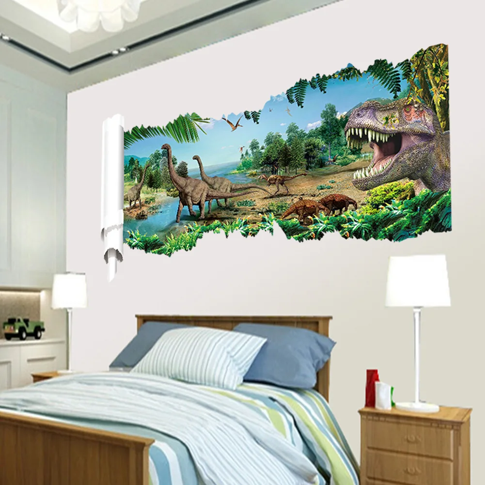 Крест-граница Лидер продаж динозавр экологически чистые настенные украшения живопись детская комната съемная стена