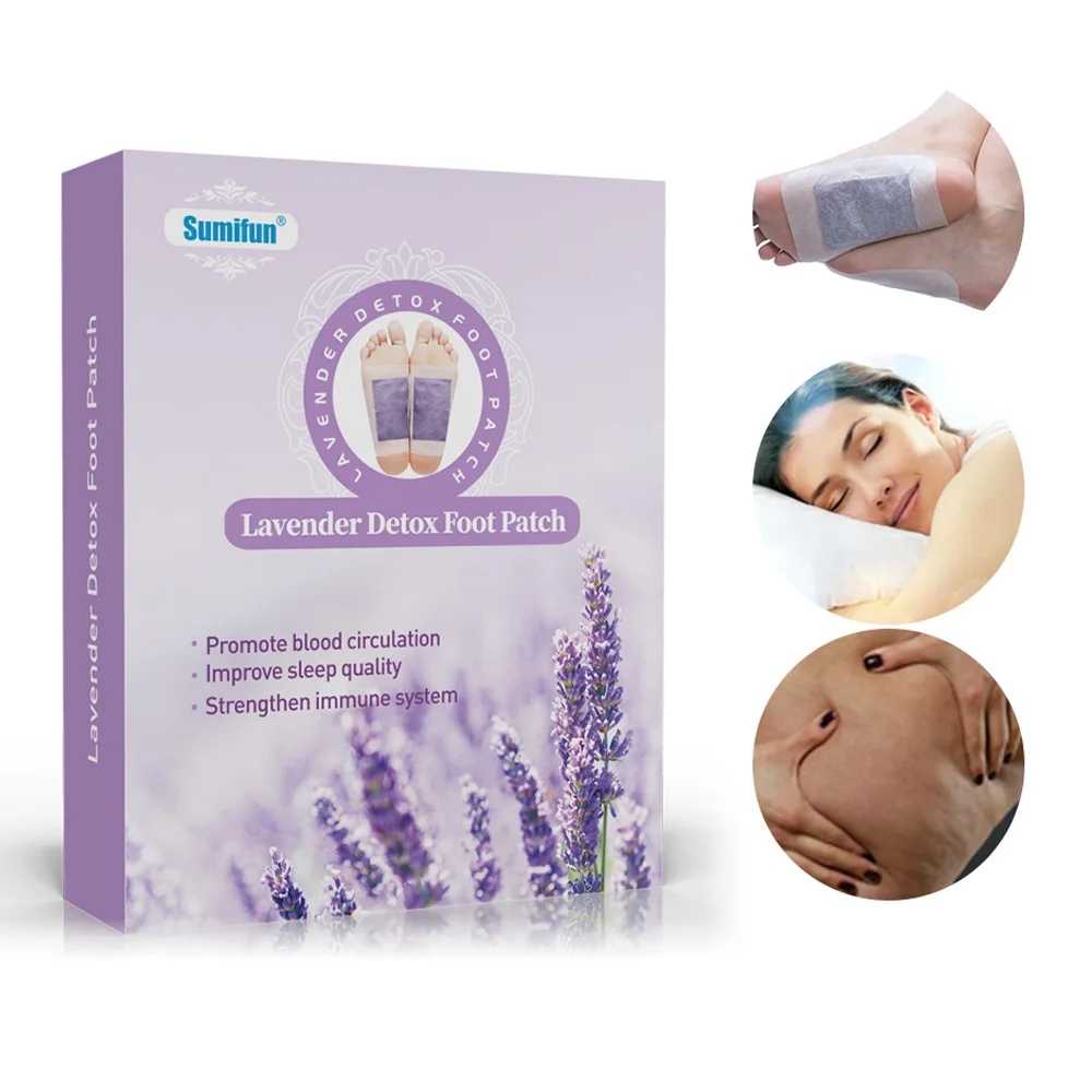 

New 2019 12pcsBox Lavender Essential Oil Bamboo Vinegar Detox Foot Patch Adhesive Detox Slim Foot Care Plaster JChinese Patch