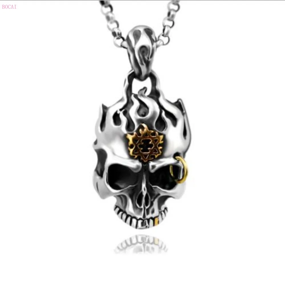 

Pure Handicraft in Thailand Personality Men Retro Human skeleton S925 pure silver Pendant for mew 2019 new