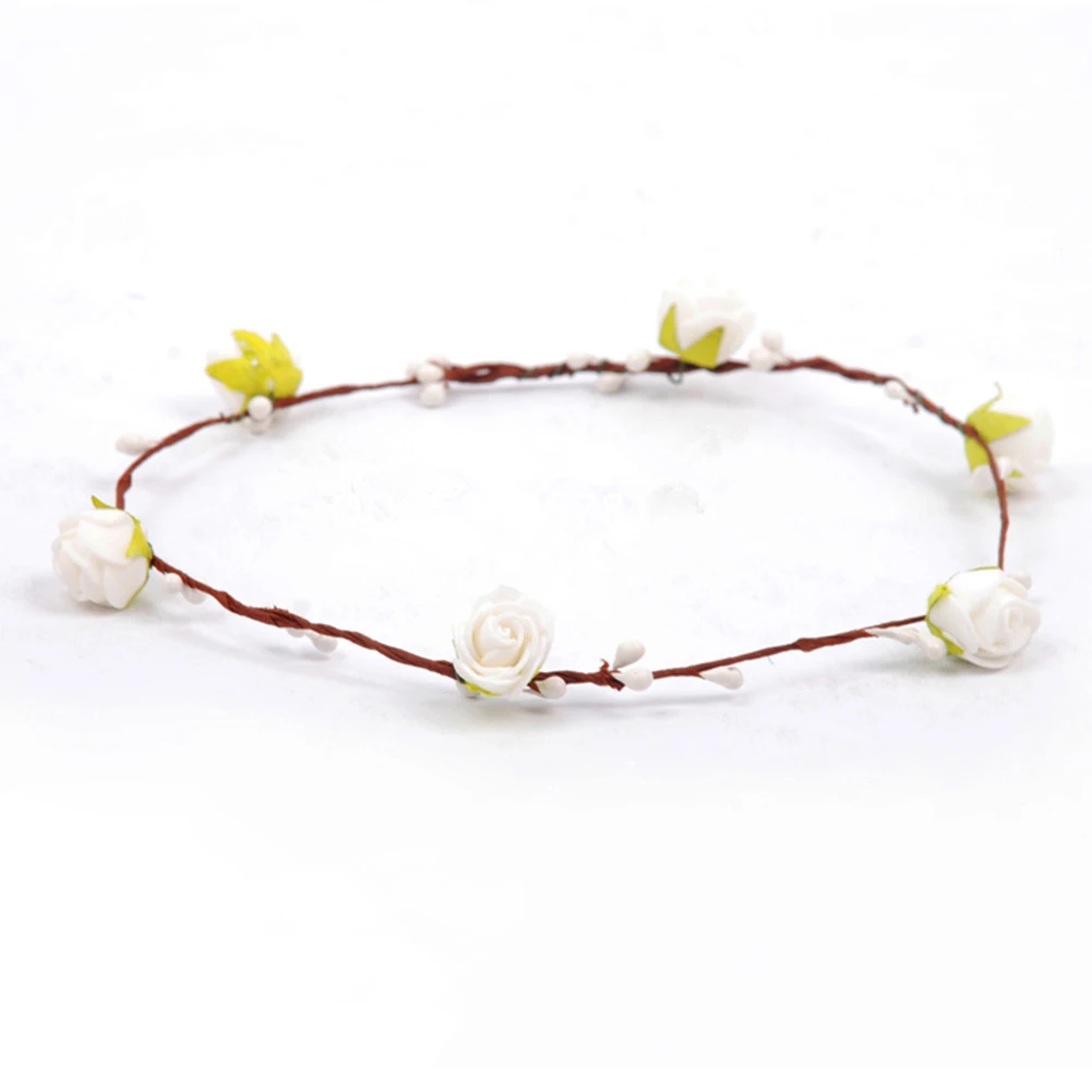 

12pcs Multicolor Artificial Rose Flower Head Garland Wedding Bridal Tiara Wreath Hair Garlands Simulation Floral Headband