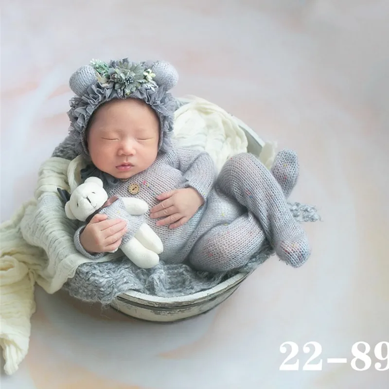 Newborn Photography Props Girl Boy Outfit Flower Hat Pillow Doll Set Baby Clothes Studio Photo Costume Fotografia Accessories