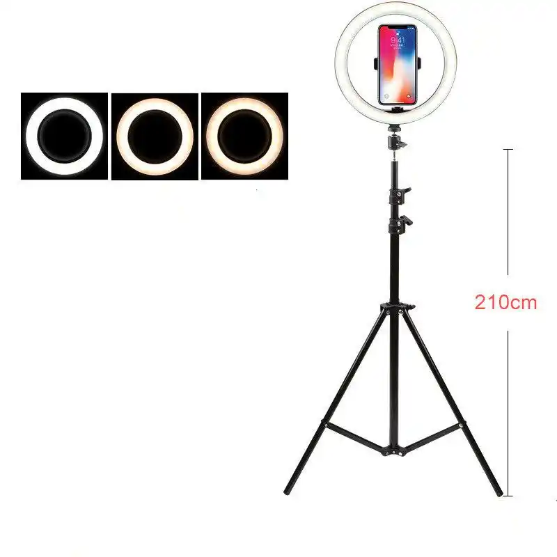 Bright Led Right Light With Tripod Stand Phone Holder 3 Mode