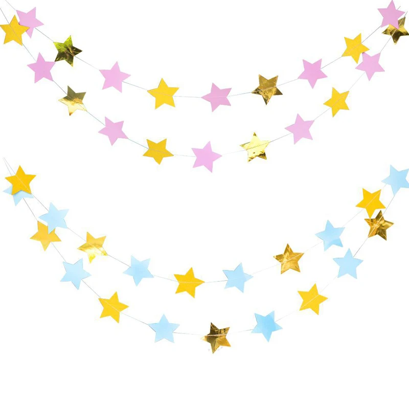 guardería Guirnaldas de Papel en Forma de Estrella para decoración de Fiestas en 3D con banderines metálicos Colgantes en Molde para cumpleaños Baby Shower decoración de Boda Nido 4 Unidades 