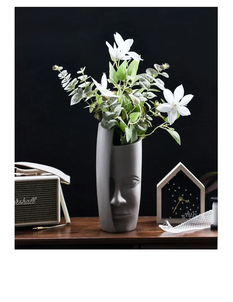 Креативная голова ваза для украшения интерьера уникальные керамические вазы наполнитель для цветов офисный стол Гостиная аксессуары