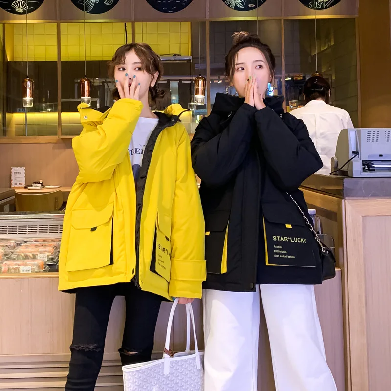 

2019 Winter Cotton-padded Clothes Online Celebrity Students Short down Jacket Cotton-padded Clothes CHIC Women's College Style T