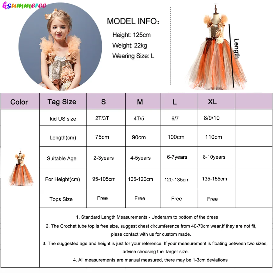 SIZE CHART- KNEE LENGTH FROCK & GOWN – www.liandli.in