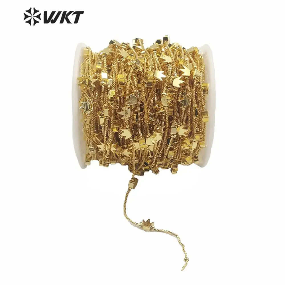 

WT-BC134 Fashion 18k Gold Electroplated No Fade Jewelry Findings Chain Necklace Making DIY Brass With Crown Charm Decoration