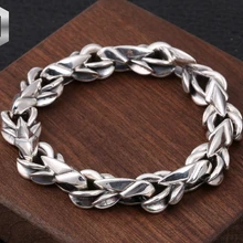 S925 Стерлинговое Серебро модные ювелирные изделия Ретро Тайское Серебро Личность властный толстый дикий хипстер мужской браслет