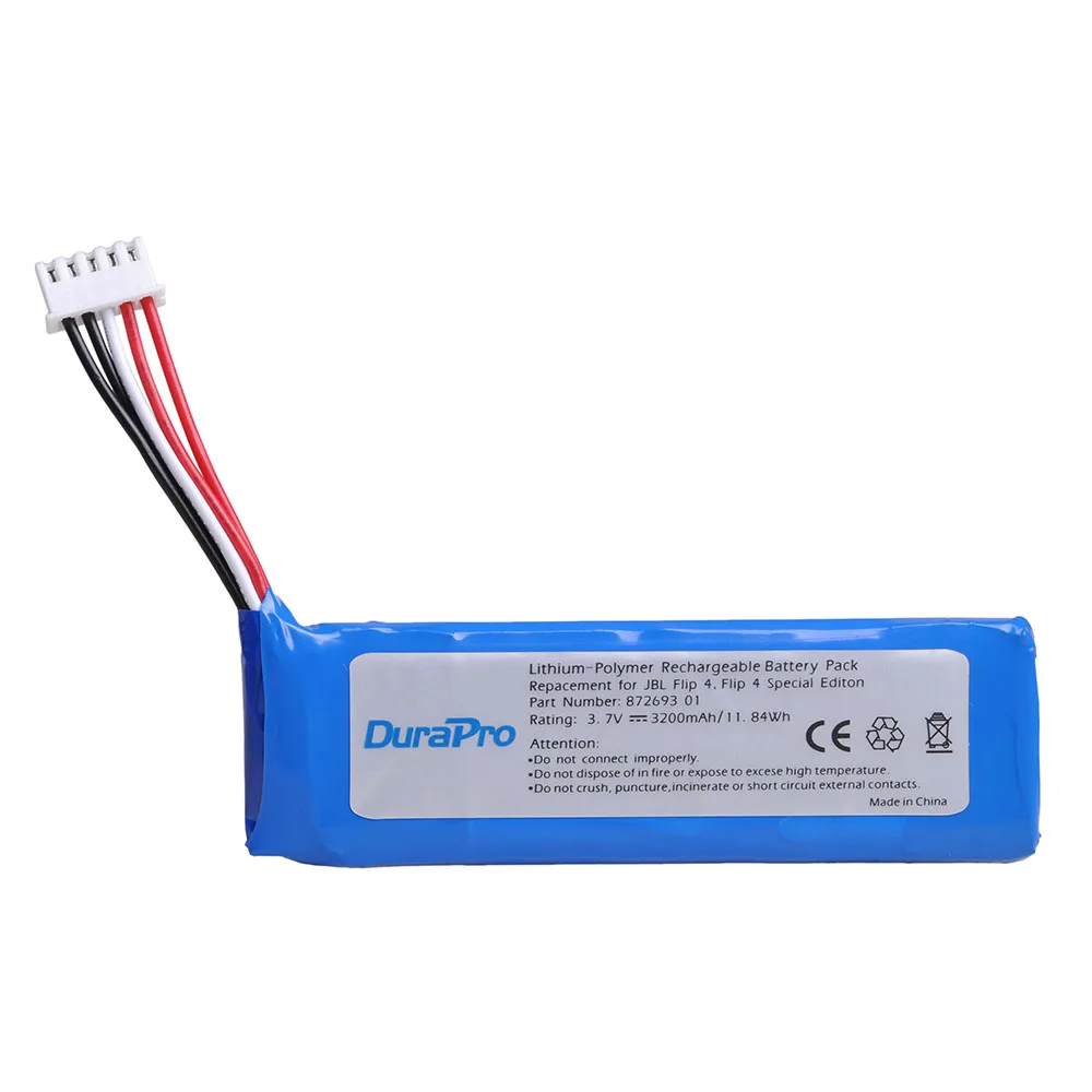 DuraPro 3,7 V 3200mAh аккумулятор GSP872693 01 аккумуляторная батарея для JBL Flip 4, Flip 4 специальное издание