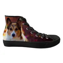 Doginthehole/Женская обувь с высоким берцем для прогулок; обувь из вулканизированной ткани с принтом животных; модные парусиновые кроссовки для женщин; удобная повседневная женская обувь