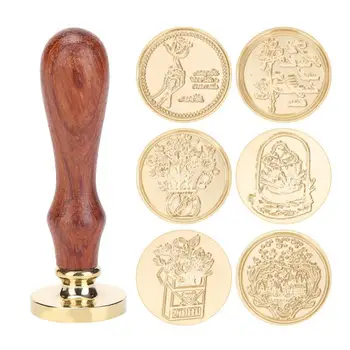 

Retro Card Envelope Animal Plant Sealing Wax Copper Stamp DIY Invitation Cards Decorative Stamp Craft