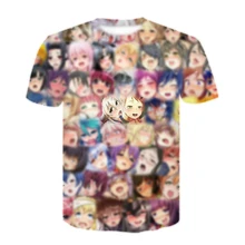 Женский и мужской летний комплект с принтом аниме Ahegao, сексуальный укороченный топ Tumblr, кофта с капюшоном для девочек, футболка Манга