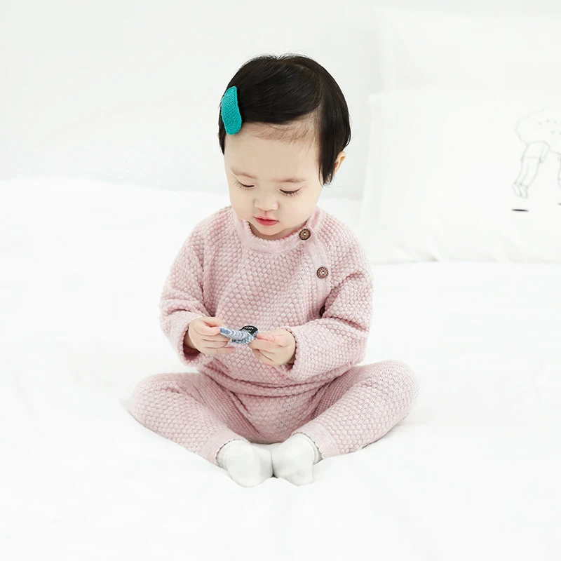 Infant Baby Sweater Suit 2021 Autumn Winter Girl Knitting Sweater Set Warm Baby Boy Clothing 2pcs Newborn Baby Clothes 0-3 Years