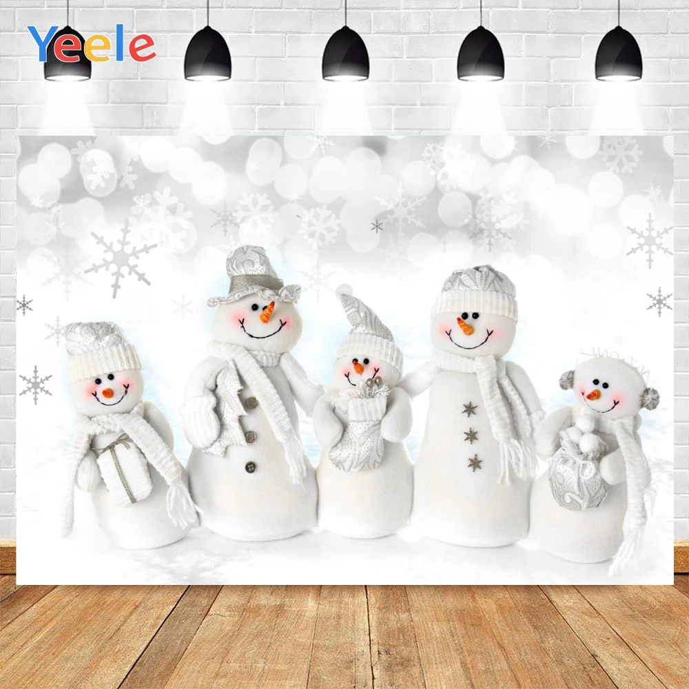 

Yeele Christmas Light Bokeh Backgrounds For Photography Winter Snow Snowman Gift Baby Newborn Portrait Photo Backdrop Photocall